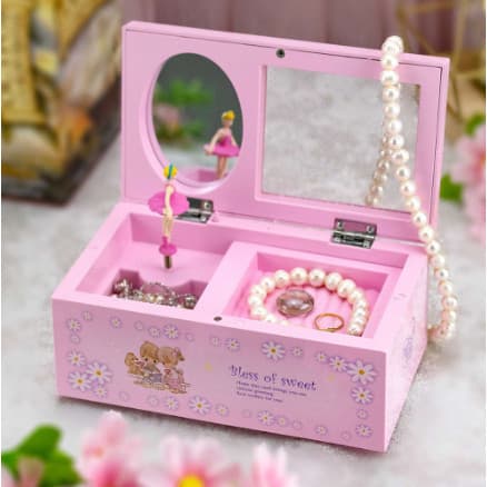 Caixa de Música Porta Joias Bailarina Dançarina Porta Jóias Retrô com Musica Espelho