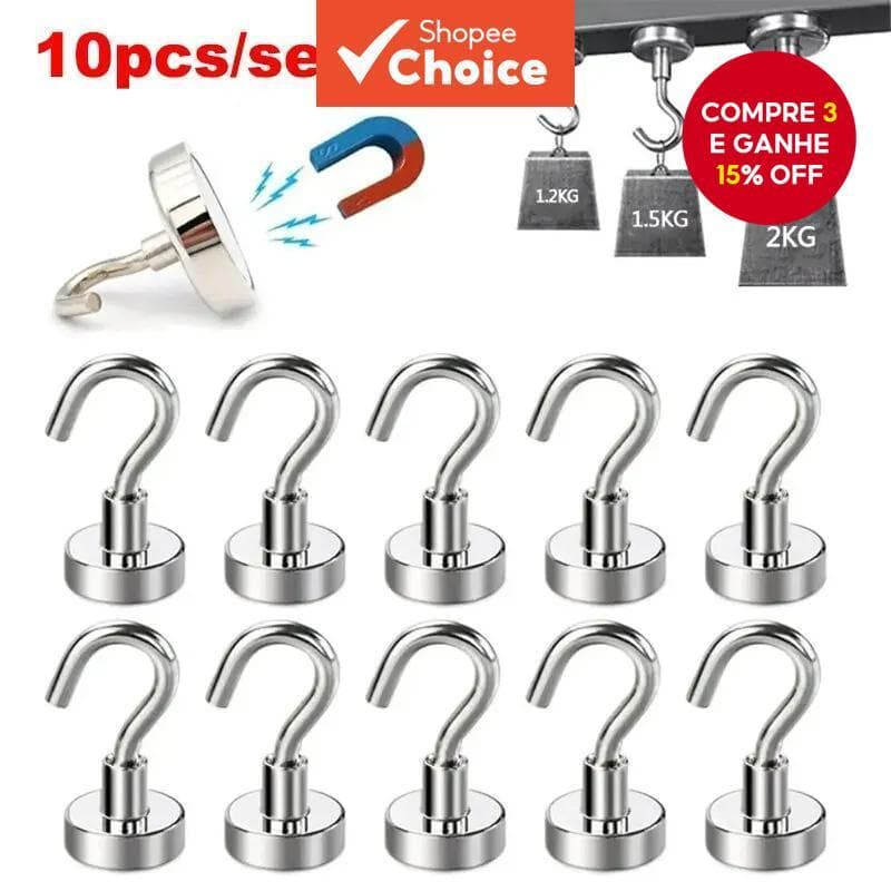 10 Ganchos Magnéticos Fortes Dos Pces-Armazenamento Multiuso Do Rolamento De Carga Para Casa , Cozinha , Barra