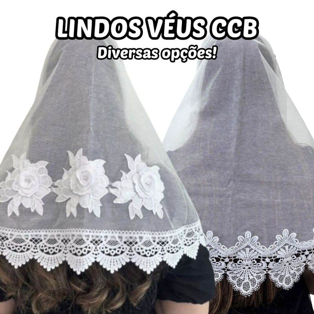 Véu Ccb Congregação Diversos Modelos com Aplique Renda Guipir Floral Adulto