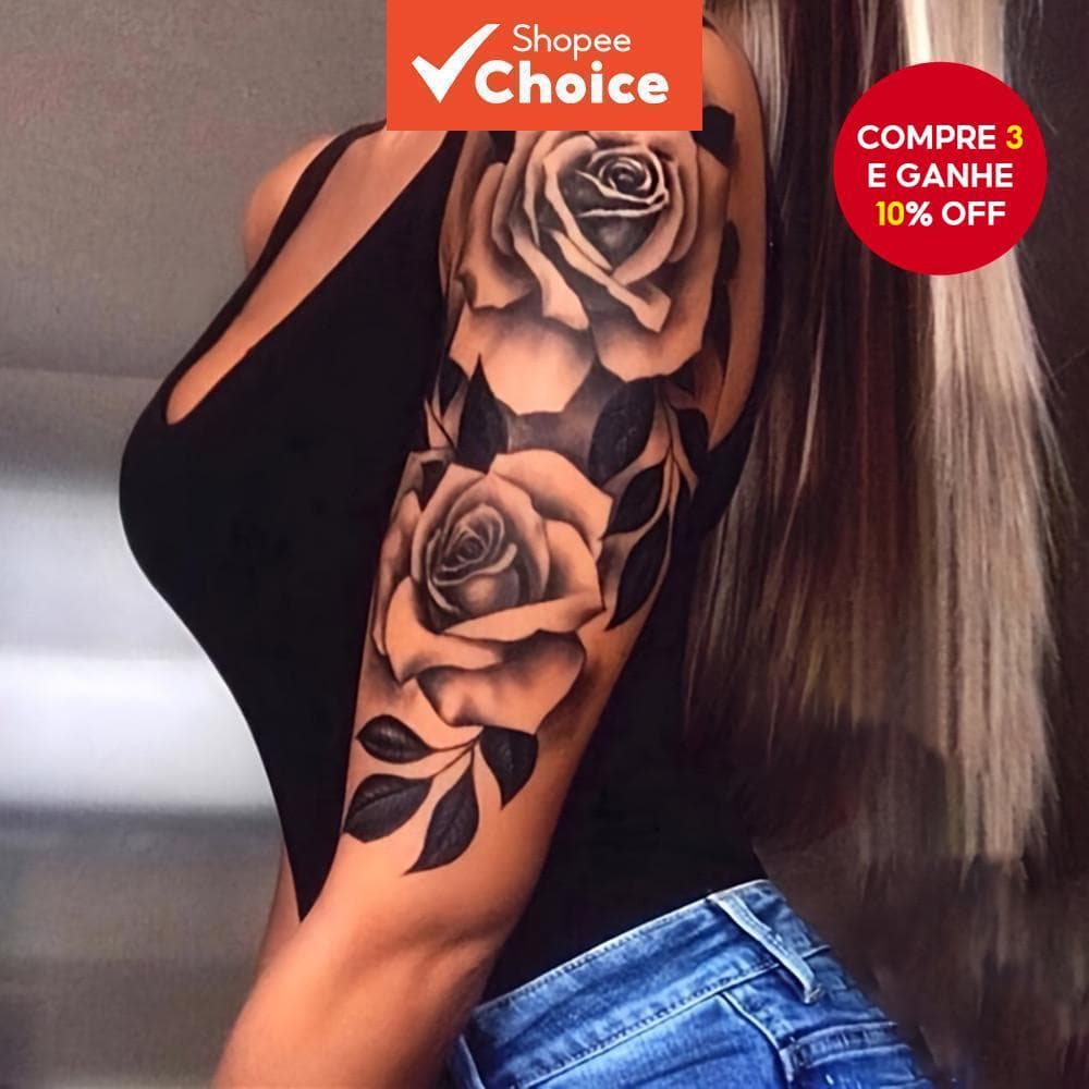 1 Folha Impermeável Floral Braço Tatuagem Adesivo Design Temporário De Longa Duração Para Festas
