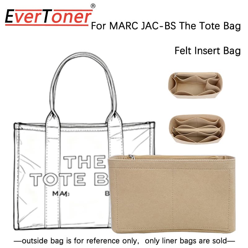 Inserção Com Zíper De Feltro EverToner Para Sacola MARC JAC-BS Organizador Modelador De Bolsa Leve