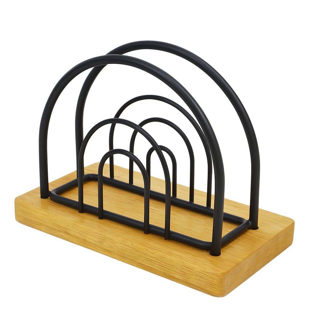 Porta Guardanapos de Bambu e Aço Preto 13x5x9cm - Mek