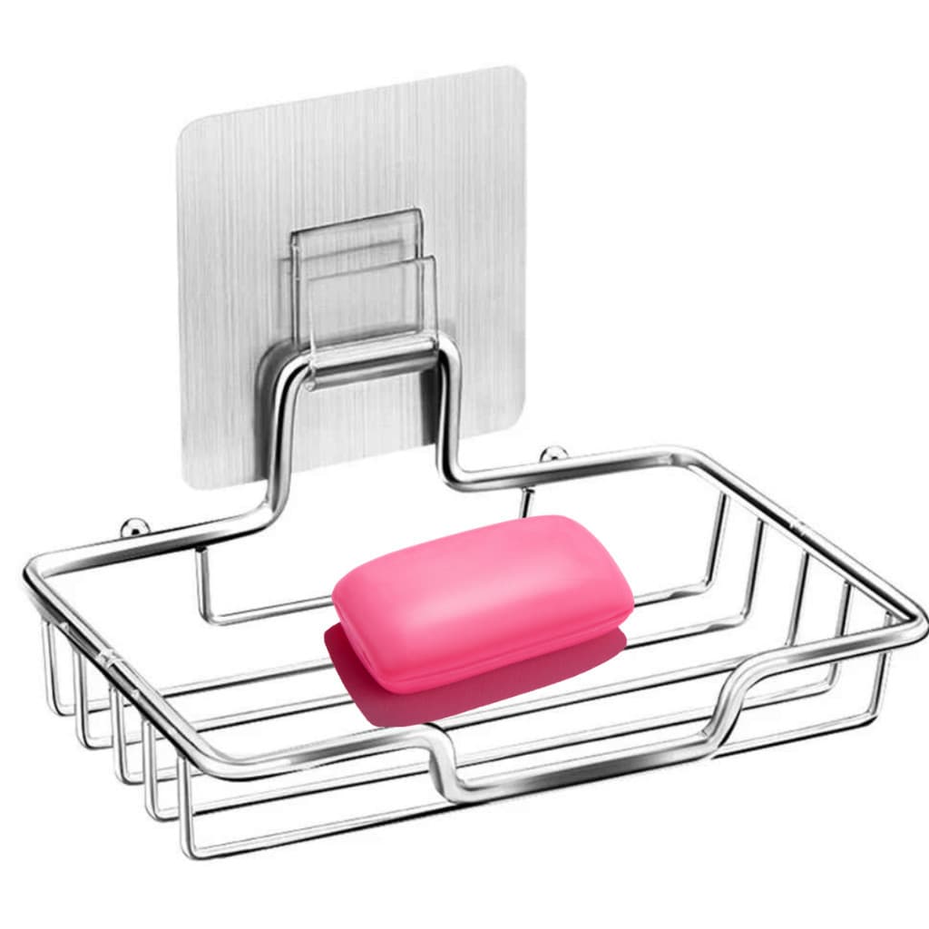 Saboneteira de Parede em Aço Inox Resistente Antiferrugem  Adesiva Não furar Elegante Suporte