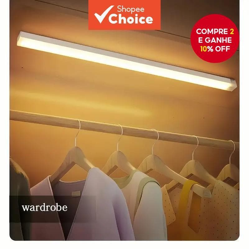 LED Sem Fio Sob A Luz Do Gabinete Com Sensor De Movimento Iluminação Ultra Interna Recarregável USB