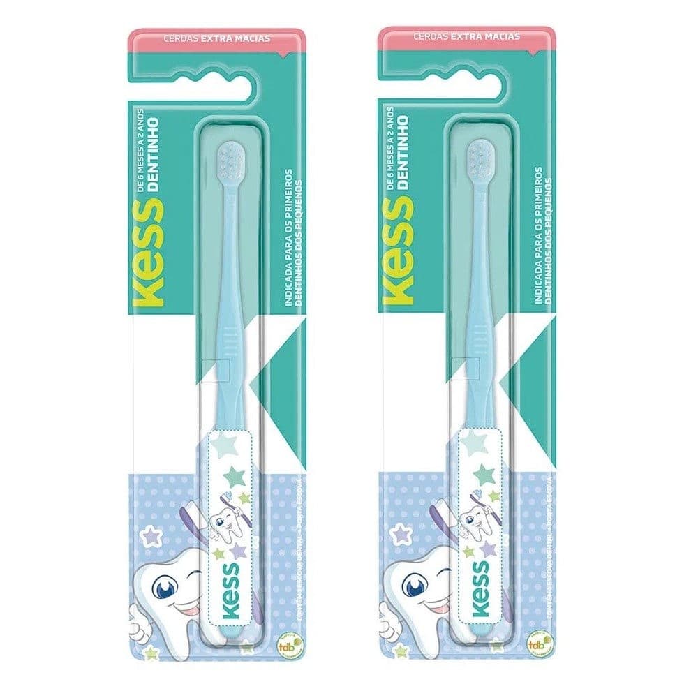 2 Escovas Dental Infantil Kess para Bebê AZUL