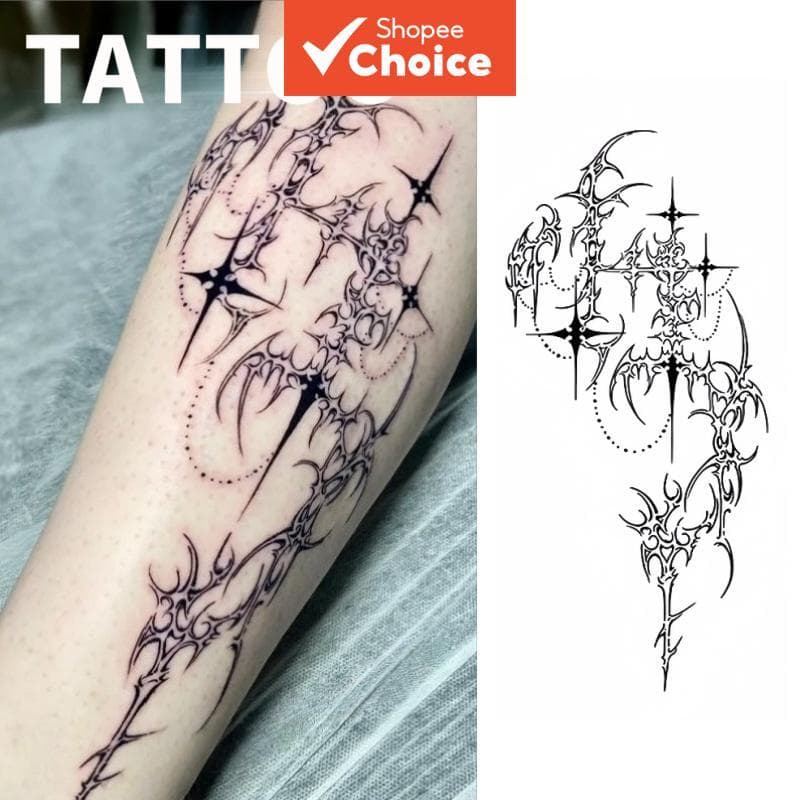 Tatuagem Temporária De Geometria Curva À Prova D'água Última Arte Corporal De 15 Dias