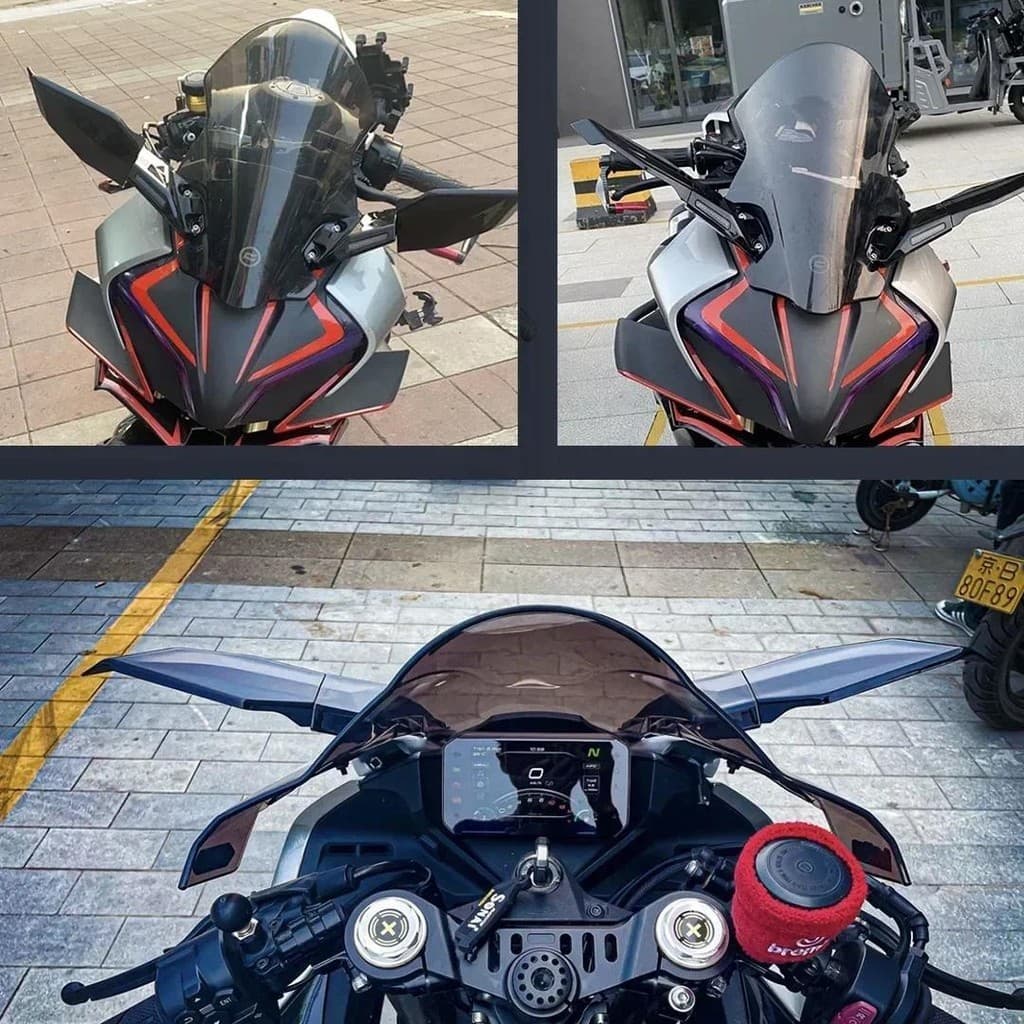 Novo Para CFMOTO 450 SR 450SR Motocicleta Asa De Vento Espelho Retrovisor Lateral Com Lâmpada Sinal Volta Carbono