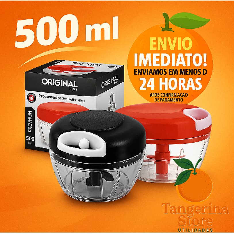 Triturador de Alho Manual 500ml Processador de Alimentos 3 Laminas Cozinha