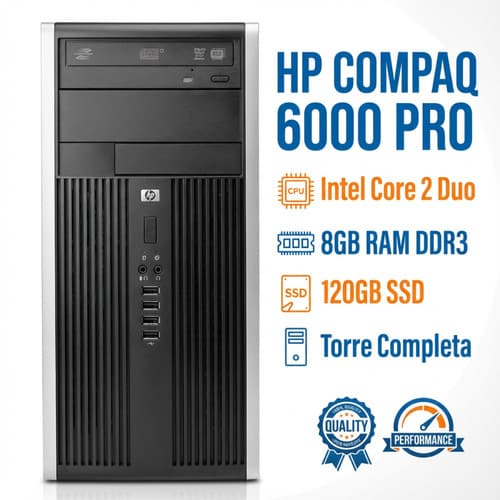 Cpu HP Compaq 6000 Pro core Torre 8Gb 120GB SSD