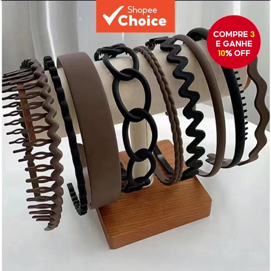 Conjunto de 9 Faixas de Cabelo Coreanas em Cores Sólidas, Tiaras Antideslizantes Ideais para Franjas e Pressão facial