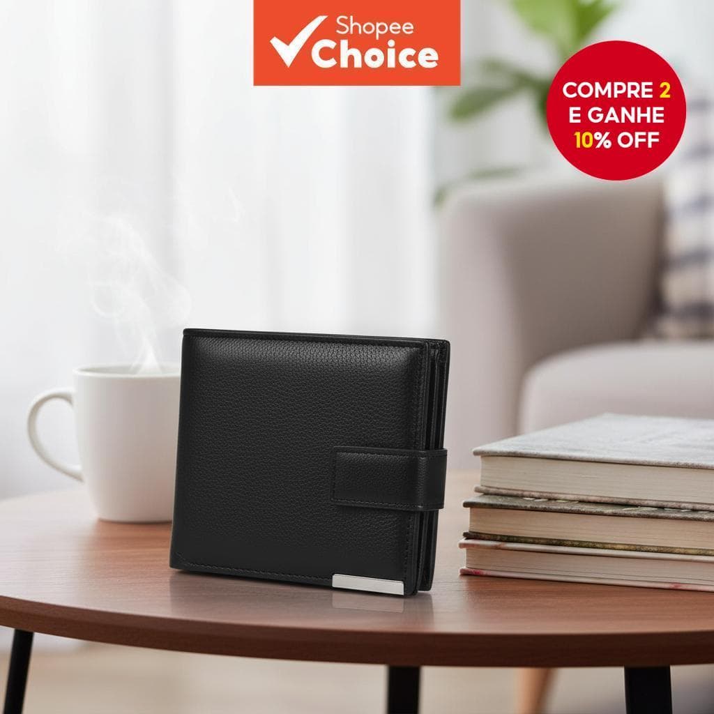 Carteira feminina curta com três dobras, múltiplos slots para cartões, carteira multifuncional masculina com 13 slots