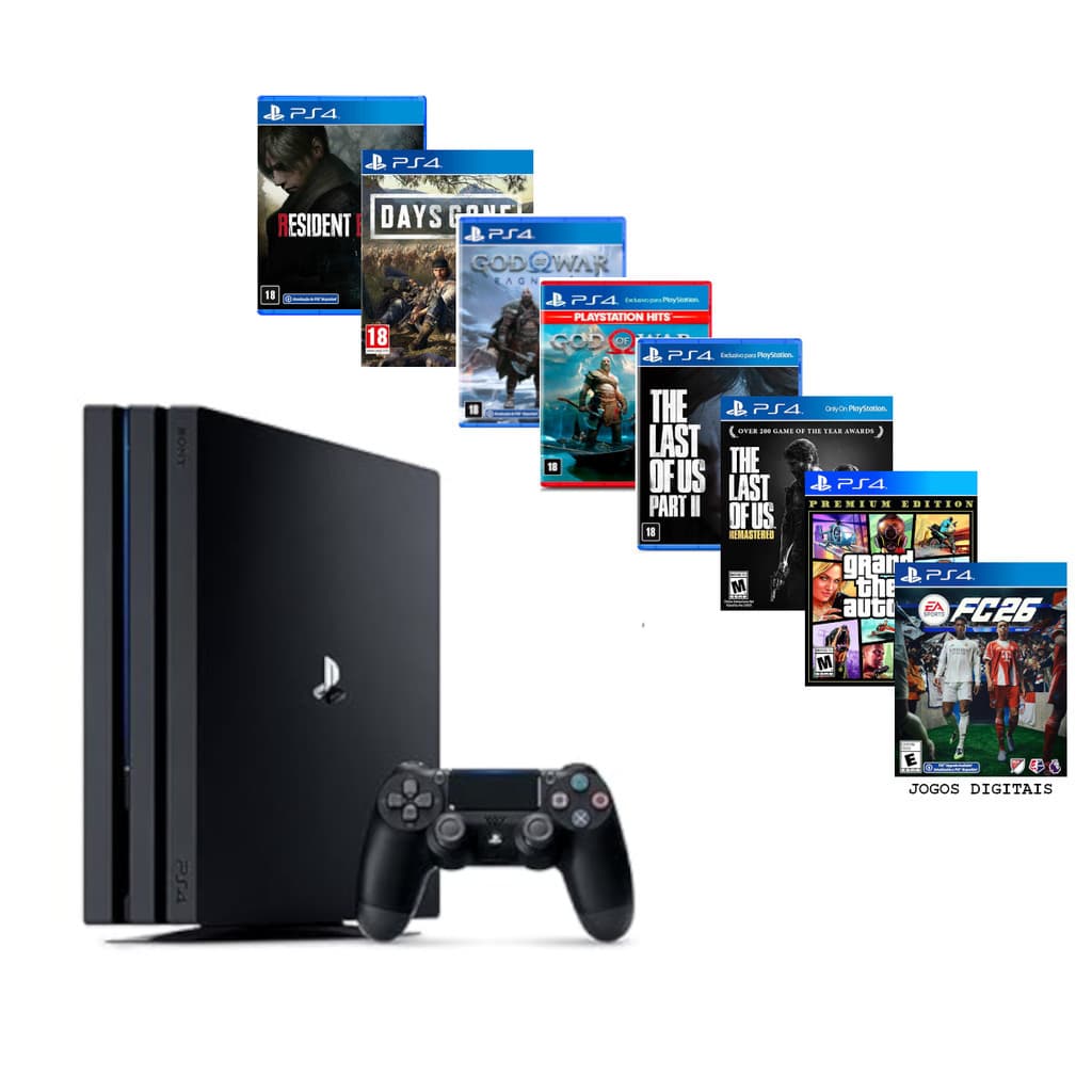 Sony Playstation 4 1000gb Ps4 Pro + 8 JOGOS III