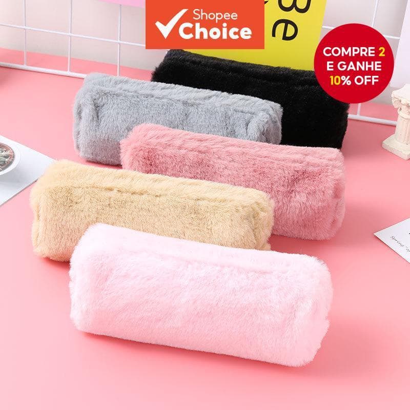 Estojo De Pelúcia Kawaii Bolsa De Armazenamento De Papelaria Criativa Para Material Escolar E De Escritório