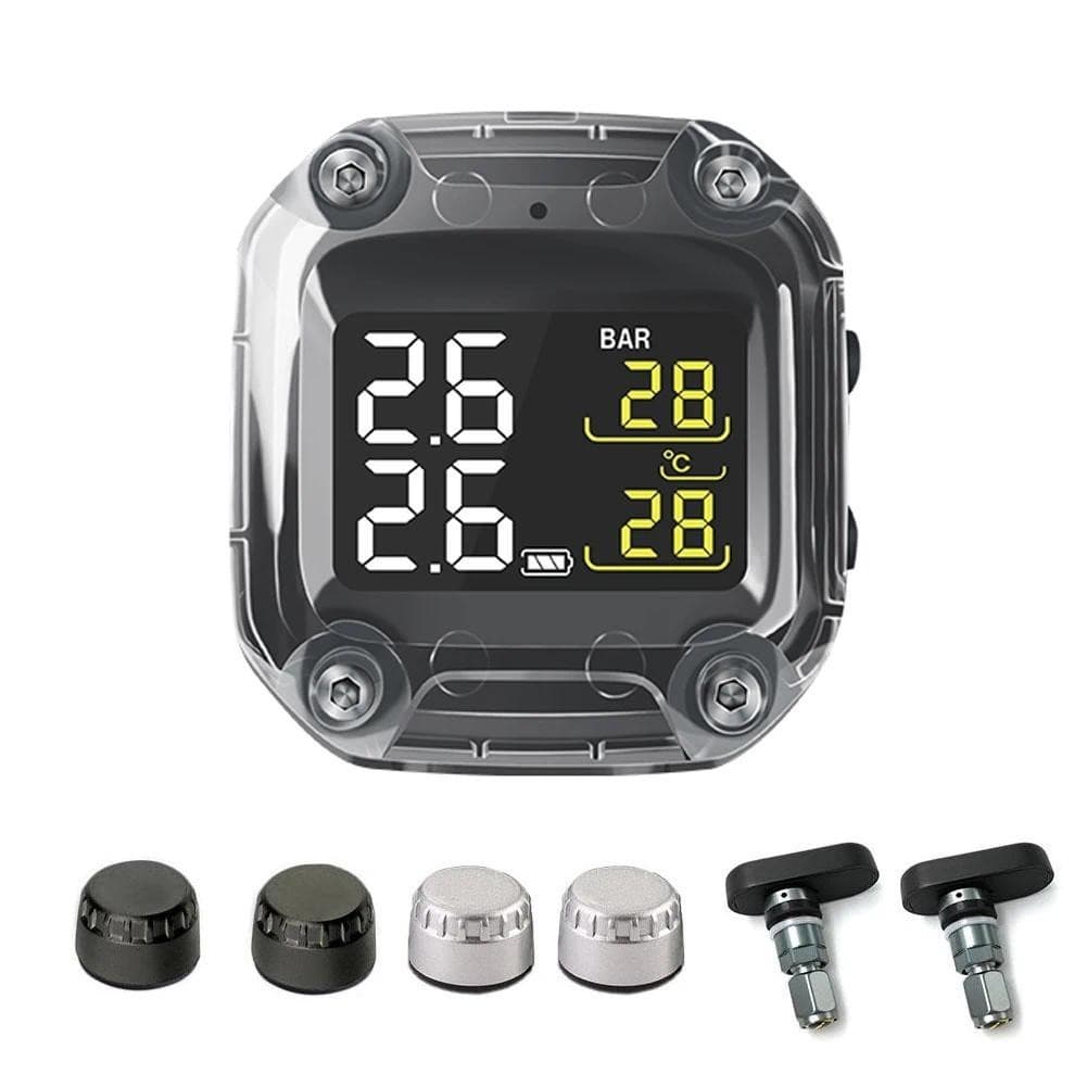 Sistema De Monitoramento De Pressão De Pneus TPMS De Motocicleta Sem Fio LCD Digital Com Dois Sensores Externos/Internos