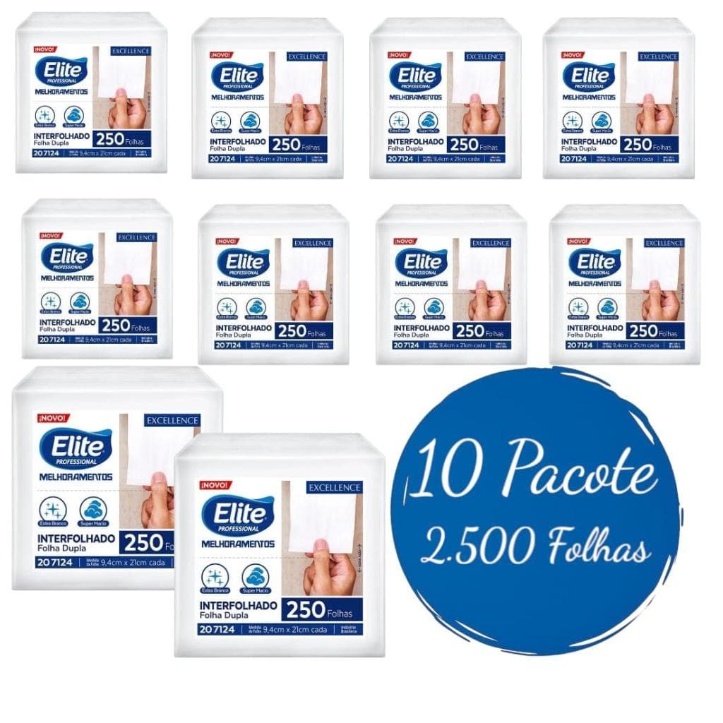Kit 10 Papel Folha Dupla Interfolhado Elite