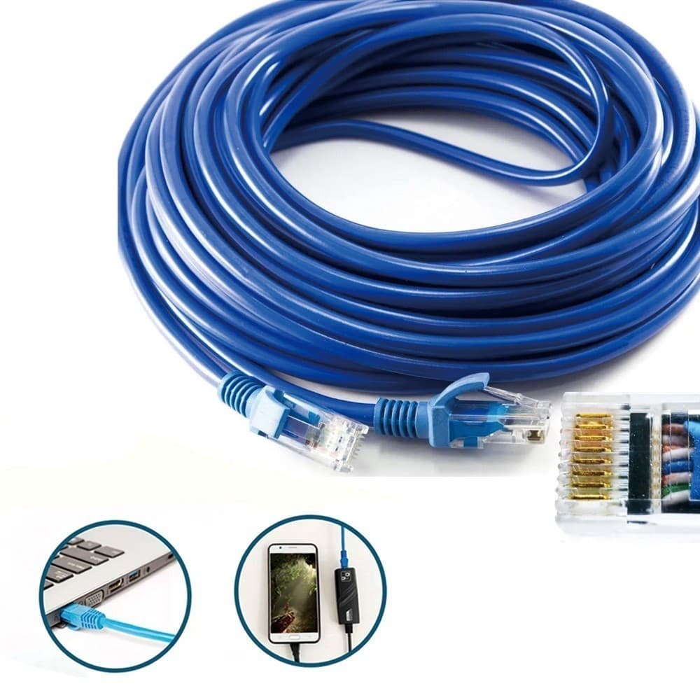 Cabo De Rede Azul RJ45 CAT5e/cat 6 Pc Notebook Router Smart TV Videogame 5/10/15/20 Metros