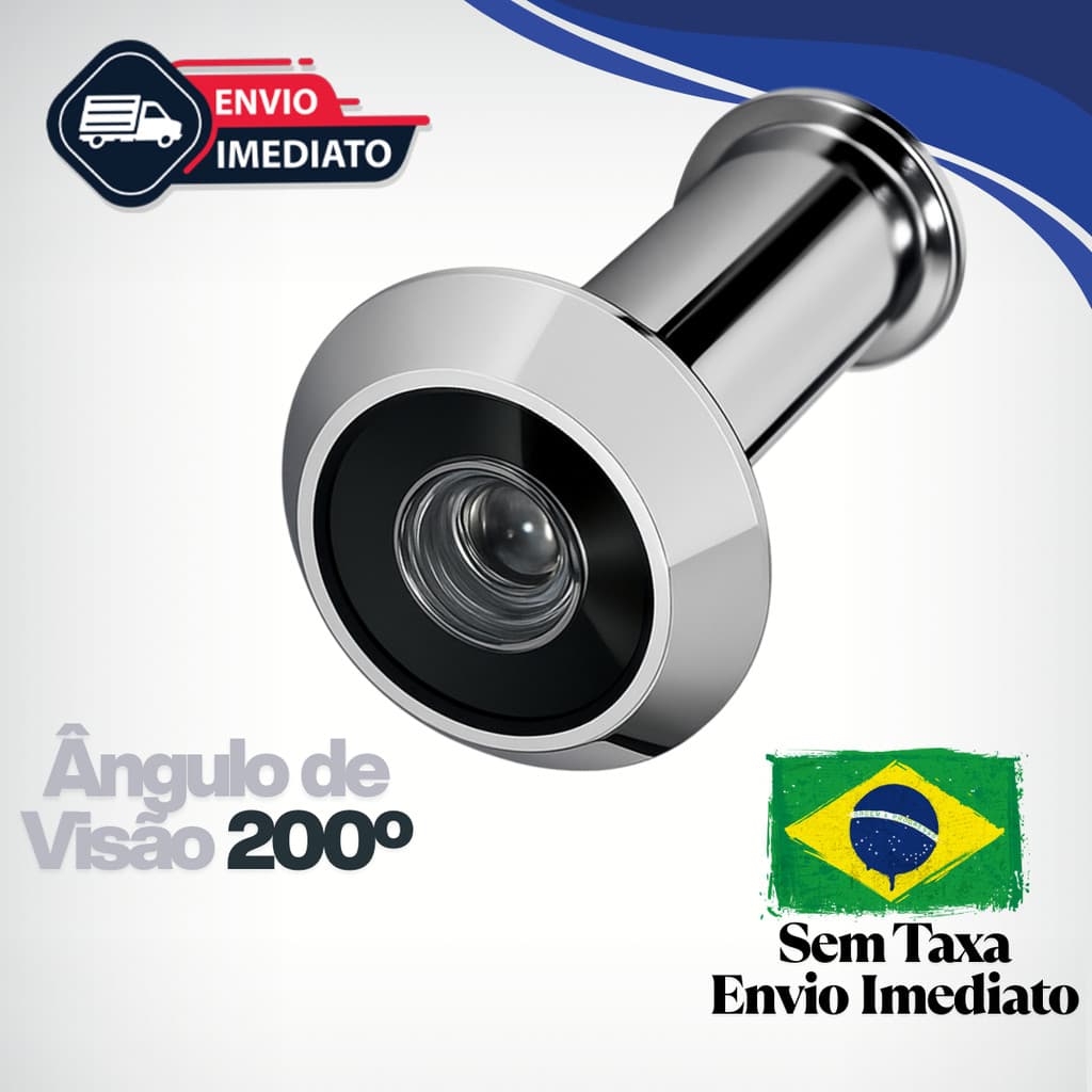 Olho Magico Visor para Portas e Portões Latão Cromado Ângulo Visão 200º