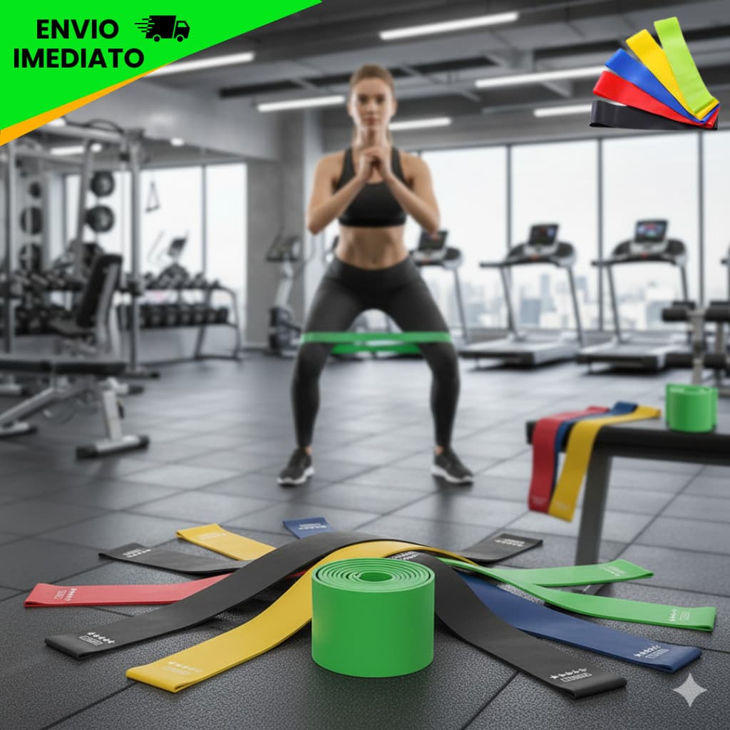 Kit 5 Faixas Elásticas para Exercícios / Fisioterapia / Yoga – Resistência Variada Mini Bands Treino Pilates