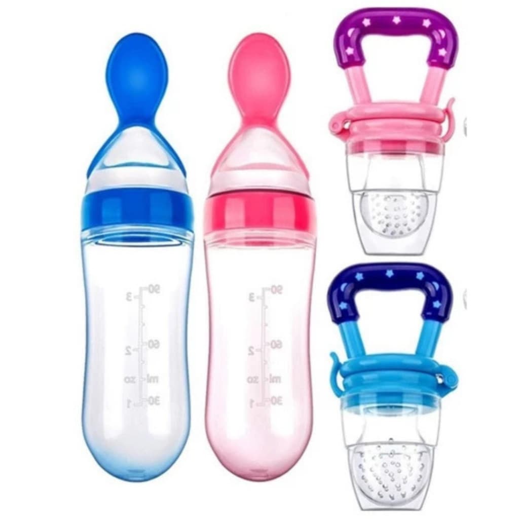 Chupeta Porta Frutas + Colher Dosadora de Silicone com Colher Dosadora Alimentação Infantil