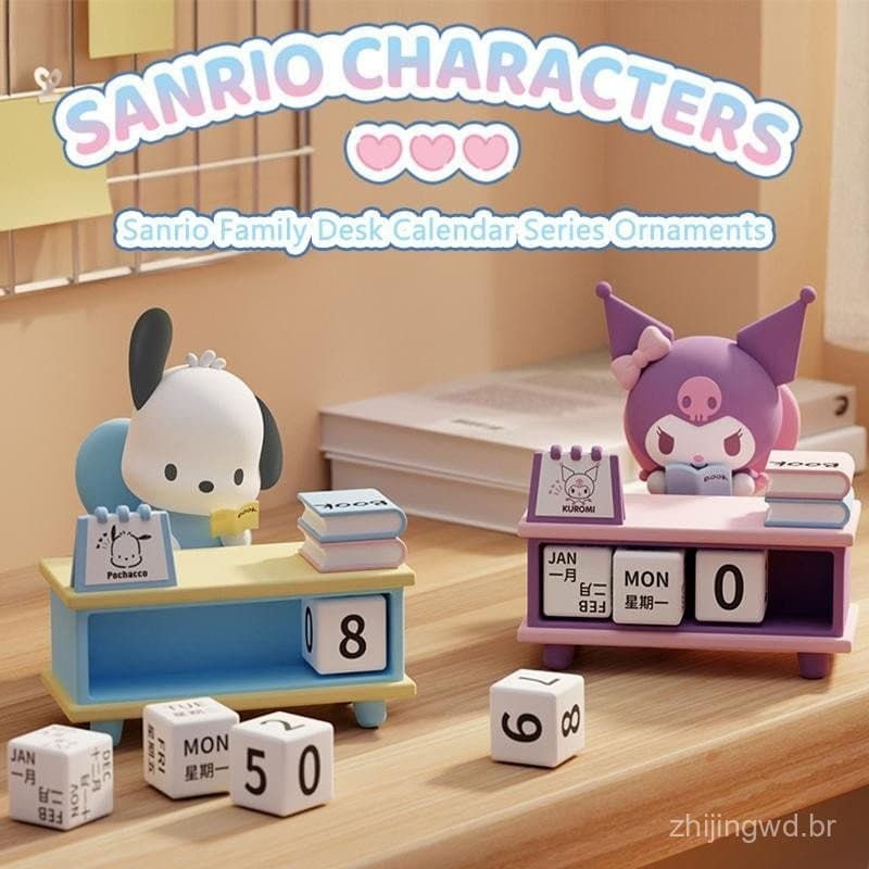     Calendário de Mesa Série Cute Melody Pochacco Kuromi Personagem de Desenho Animado Kawaii Modelo Colecionável Decora