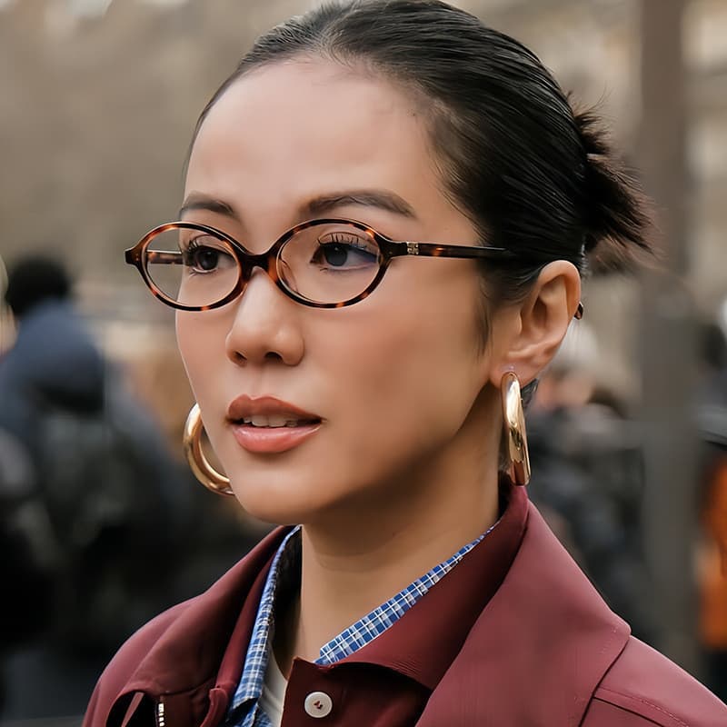 Óculos De Passeio Para Estudantes Femininos Anti-Azul Light Fashion Personality Retro Casual Oval Plain Glasses