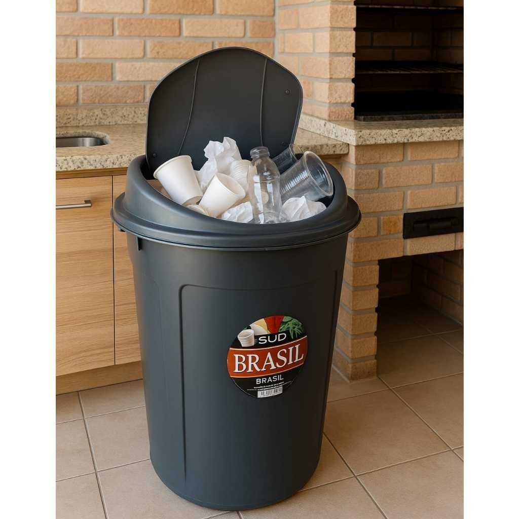 Lixeira Cesto 60 Litros Multiuso Tampa e Trava Higiênica Prédio Escola Edifícios Coleta Seletiva
