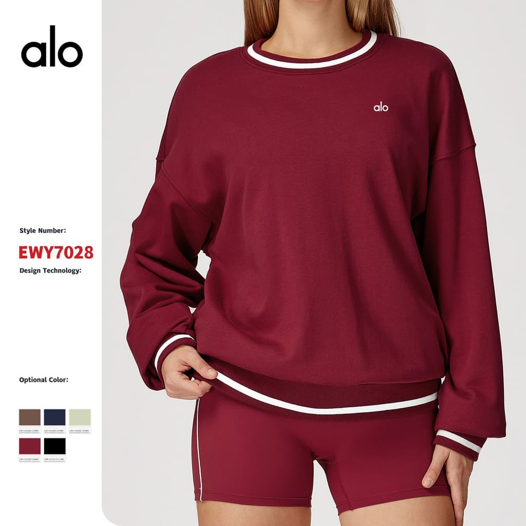 Outono contraste cor moletom manga longa solto em torno do pescoço moda moletom ao ar livre Casual à prova de vento espo