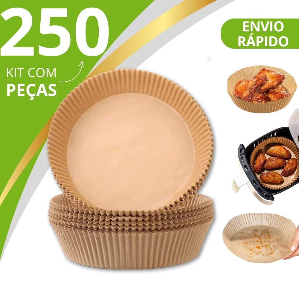 Kit 50/100/150/200 Forma Air Fryer Descartável Antiaderente Redonda Forro De Papel Vegetal