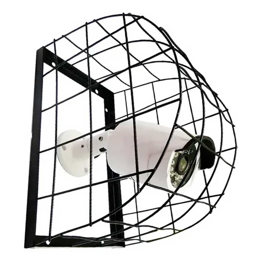 Grade Proteção Câmera Redonda Preta Branca Gaiola Aramada Reforçada