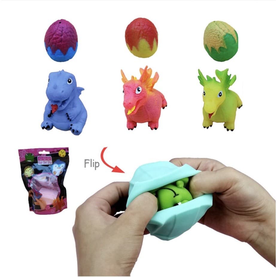 Dinossauro Vira Ovo Amassar Plástico Silicone Flexível Anti stress Alívio Do Estresse Brinquedo Fidget