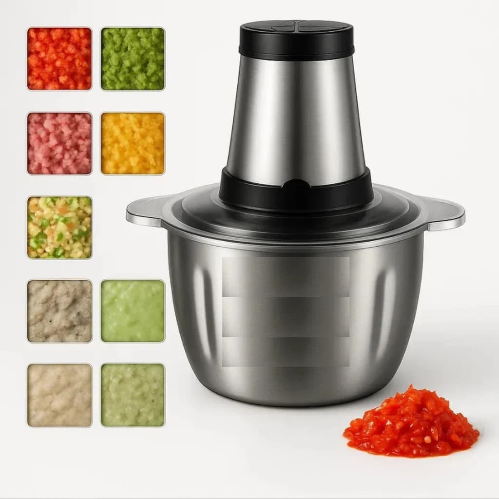 Multiprocessador Triturador de Carne 3l Alimentos Legumes na cor prata Moedor de alimentos