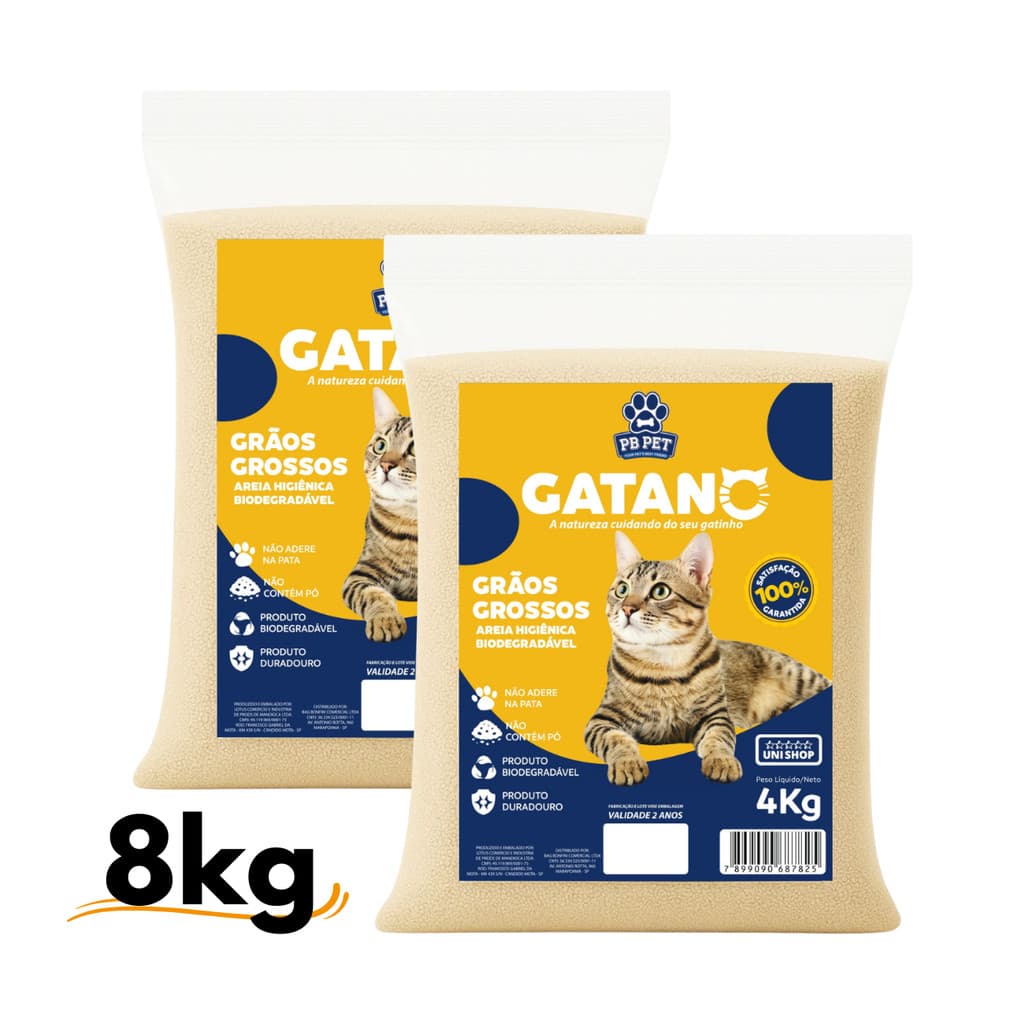 Kit 2 Areia Para Gato Biodegradável 100% Natural - Gatano