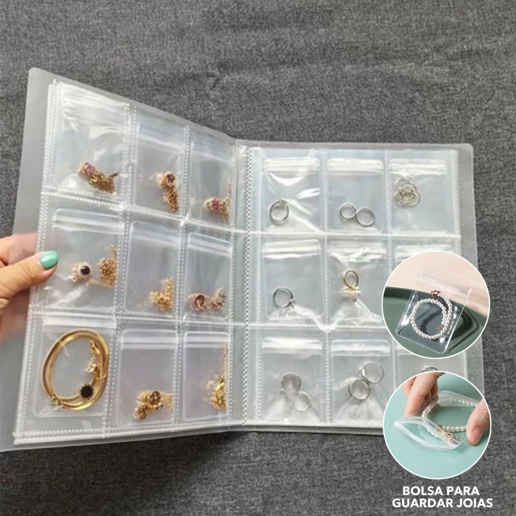 84/160 Saco de Armazenamento de Livro de Armazenamento de Jóias de PVC, Anel Brincos Colar Jóias Anti-poeira Anti-oxidaç