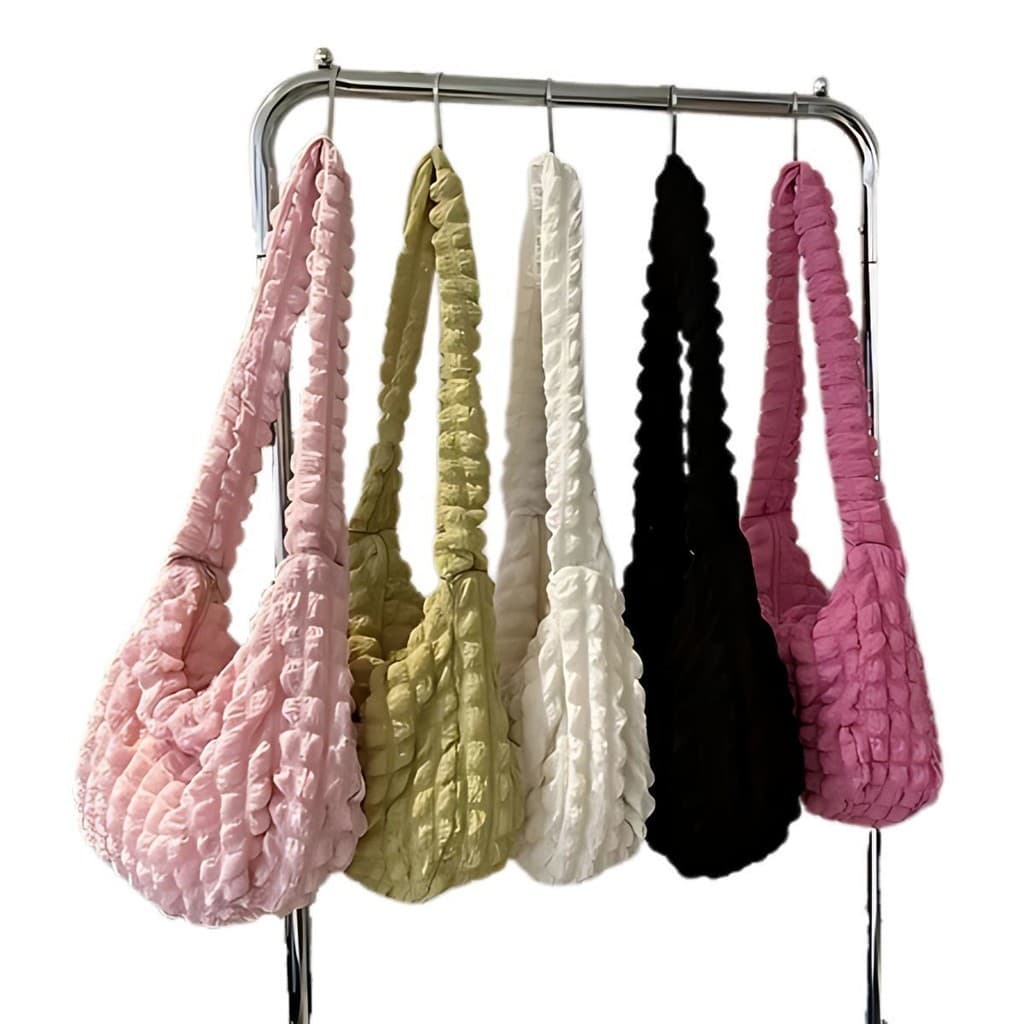 bolsa de nuvem plissada coreana no ombro