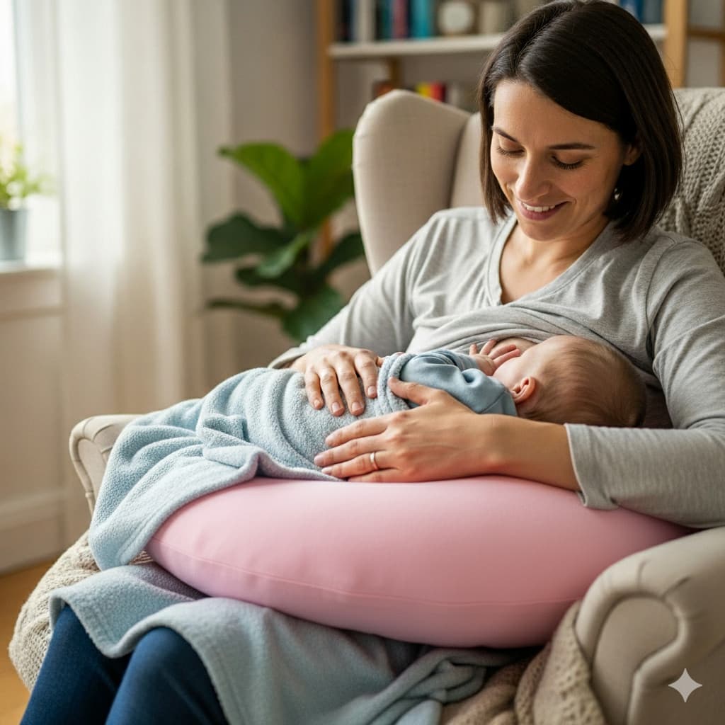 Almofada Amamentação para Amamentar Travesseiro com Zíper 55x50cm Tecido com Cores Lisas 100% Algodão