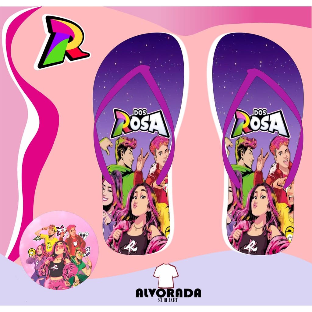 Chinelo Sandalia Dos Rosa Personalizado Crianca Personagem Youtuber Infantil Adulto
