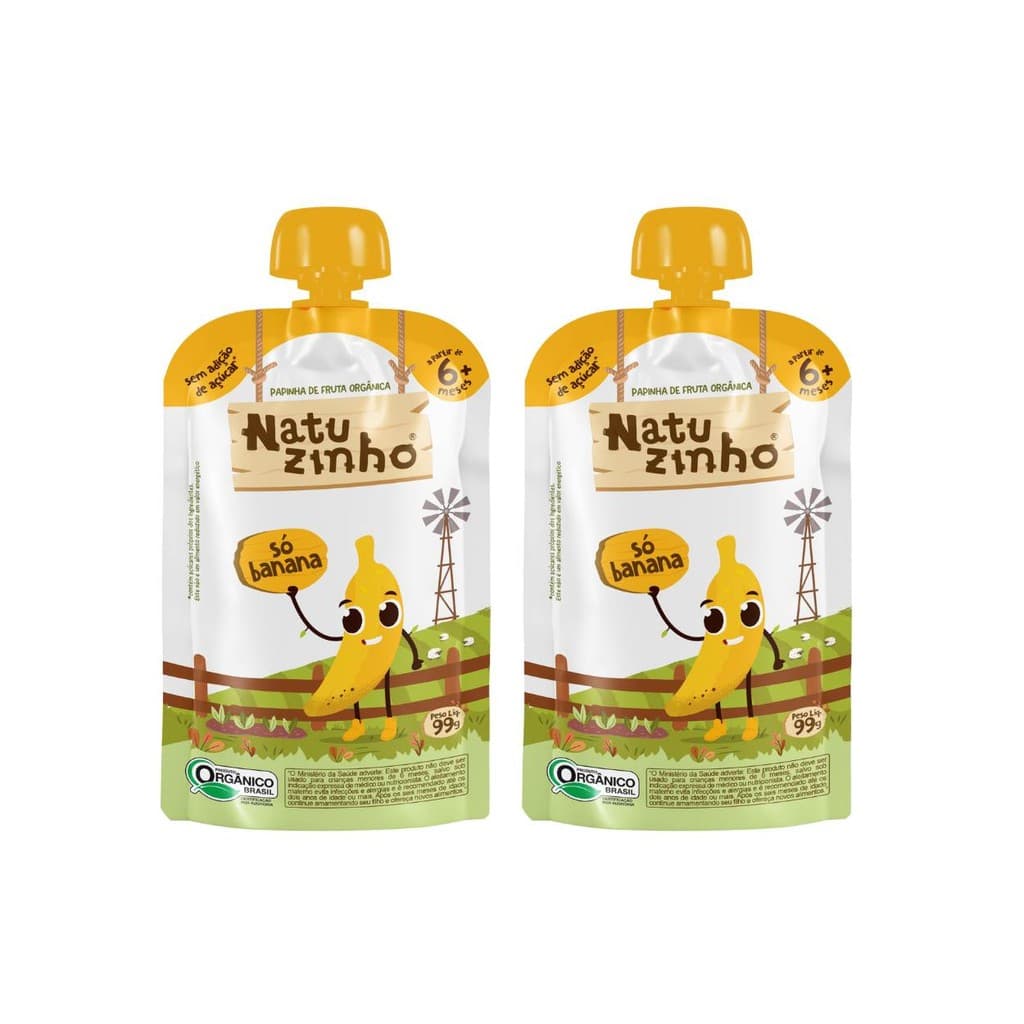 Kit Papinha Organica Natuzinho Banana Bebe 2 unidades