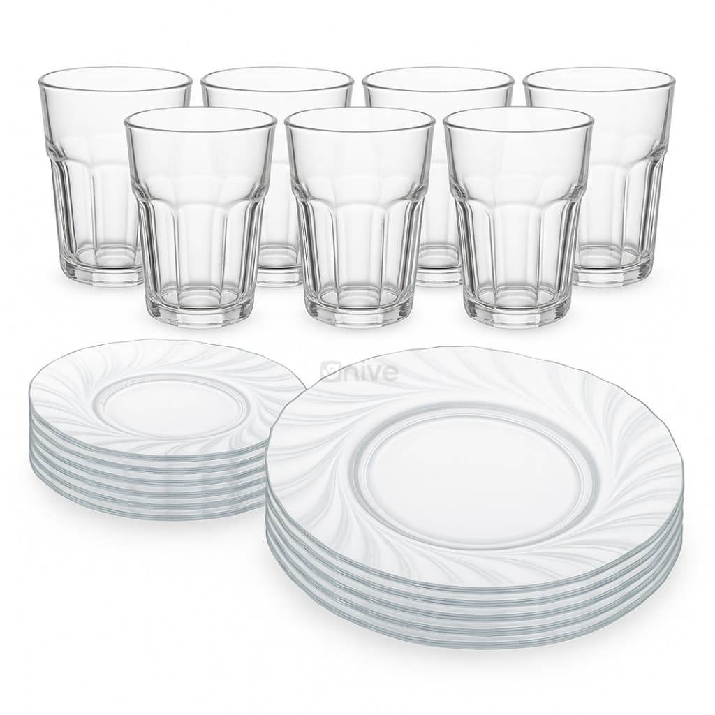 Kit Prato Fundo e Copo De Vidro Bristol 360ml Premium 10 a 24 Unidades