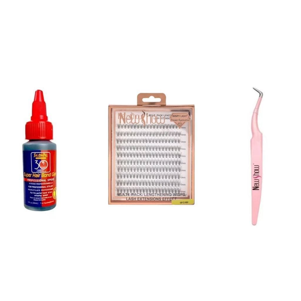 New Show 1 Super Cola 30ml Salon Pro +1 Pinça+1 Cartela De Cilios Tufos-12P/20P/30P/40P-0.10-9-14MIX