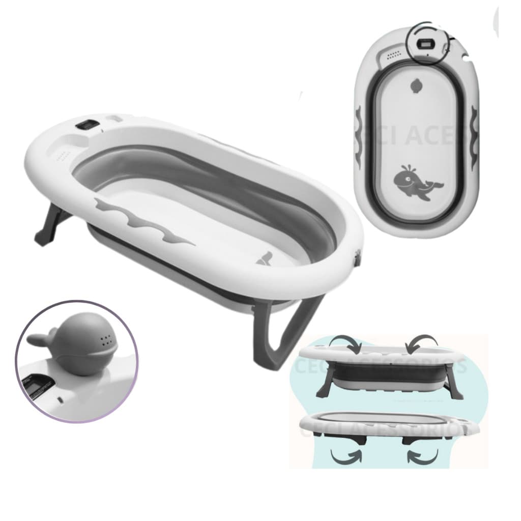 banheira retrátil dobrável para banho bebe com termômetro digital