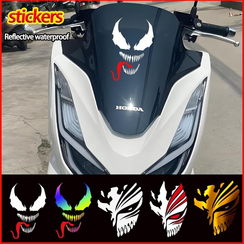 Venom Adesivo Máscara De Morte Decalques Motocicleta PCX160 Xmax300 Nmax155 Pára-Brisa Painel Frontal Decoração Acessóri