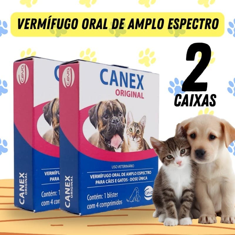 Vermifugo Pet Gato Cachorro Canex Original - Caixa Com 4 Comprimidos Dose Única Anti Vermes