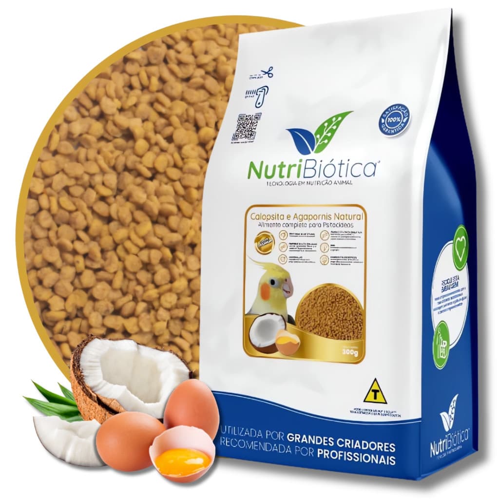 Ração Calopsita Periquito Extrusada Super Premium Natural 300g Completo Balanceado Todas as Fases