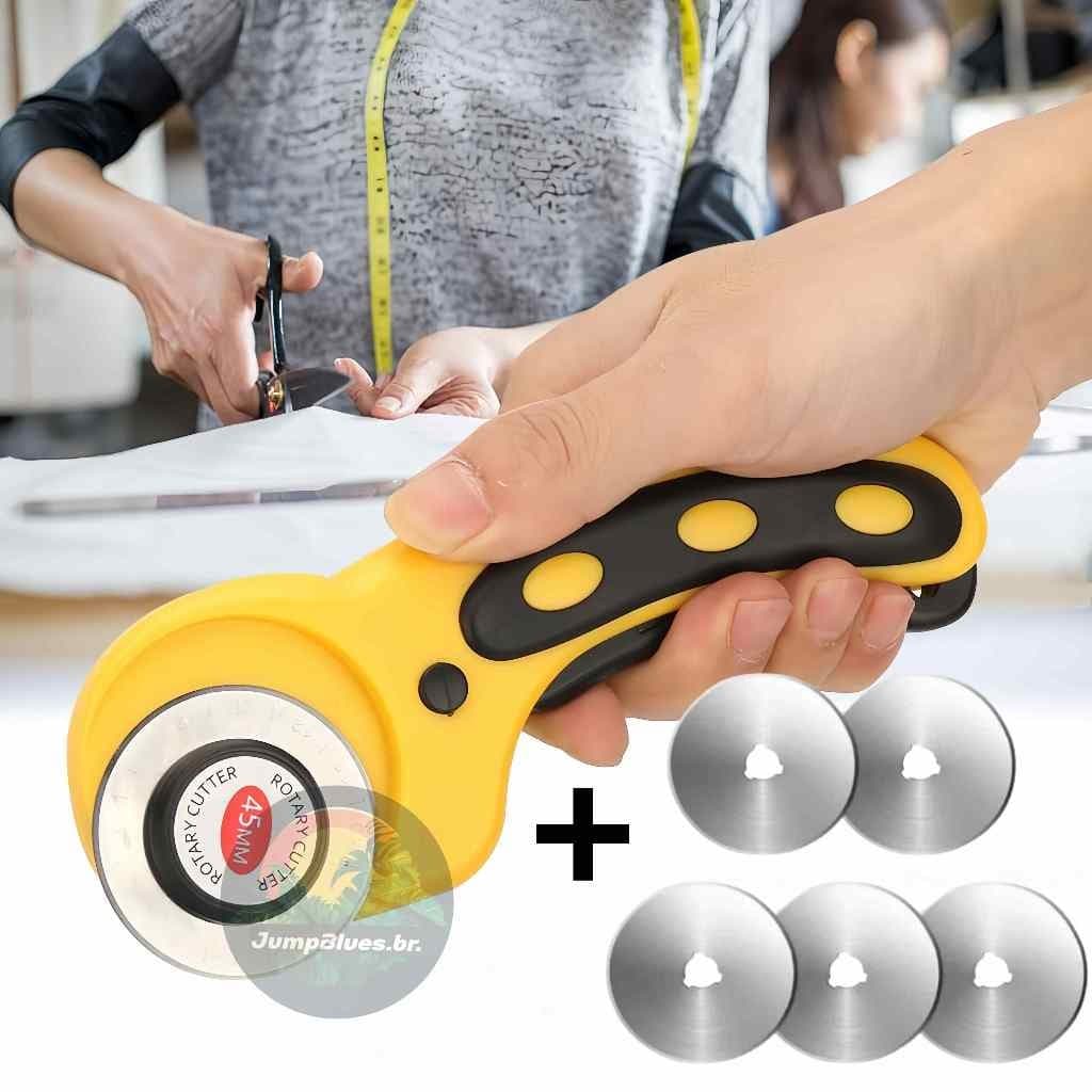 Cortador Circular 45mm + 5 Laminas Extra - Papel Tecido Eva Patchwork Artesanato