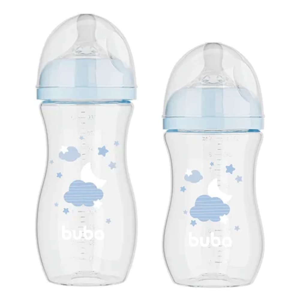 KIT C/ 2 MAMADEIRAS EASY FLOW NUVEM AZUL 270ML E 330ML - BUBA