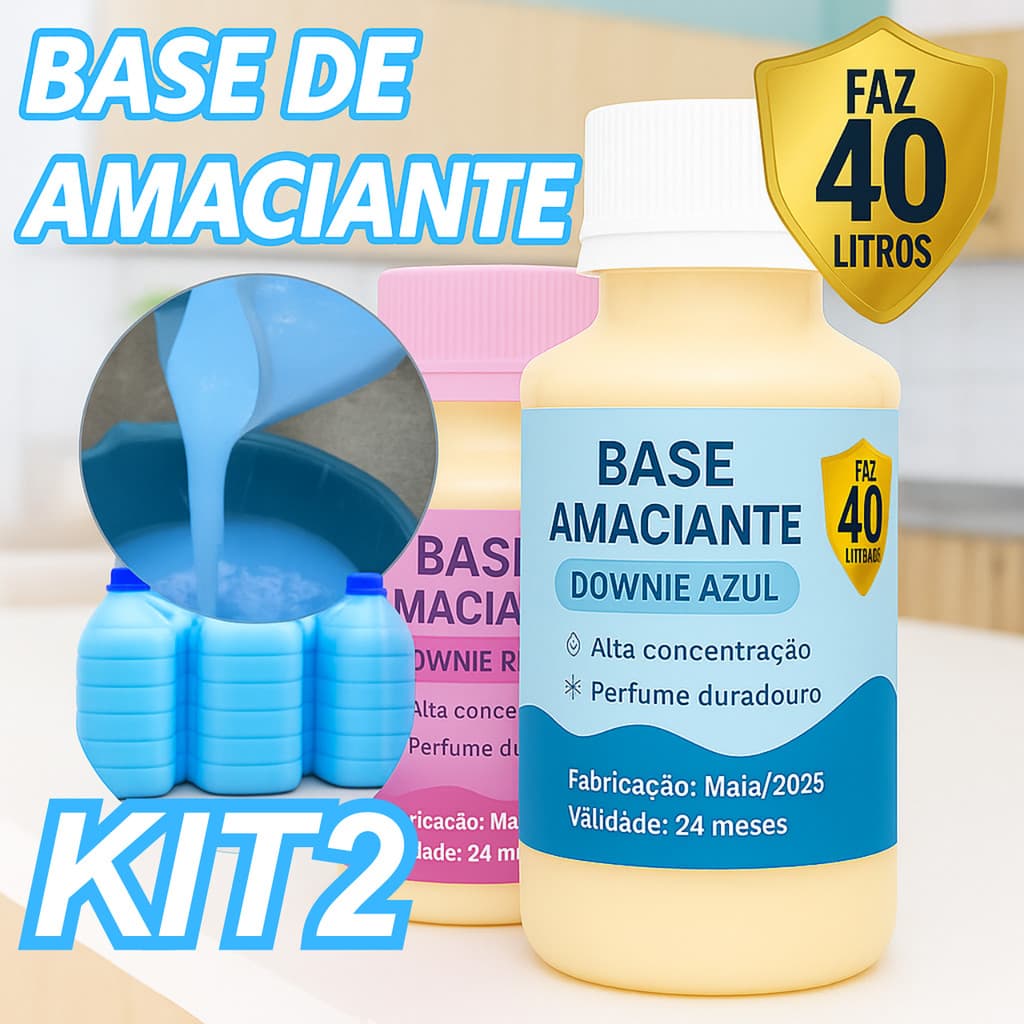 Kit 2 Base Amaciante Concentrada 100ml Faz 40 litros perfumada tipo DOWNYEX Super Econômico
