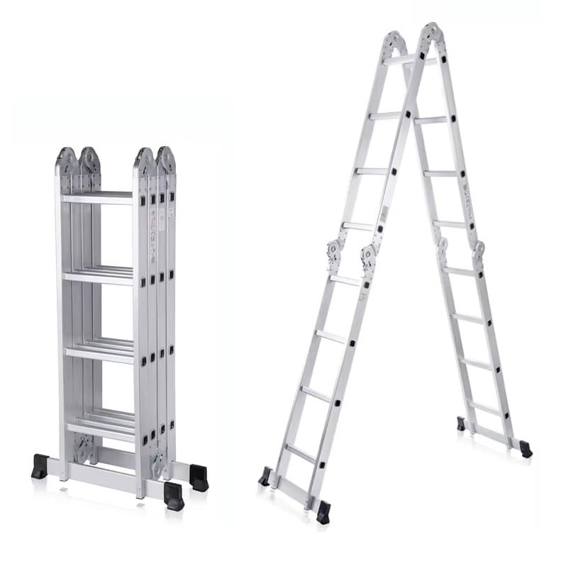 Escada De Alumínio Multifuncional 4x4 16 Degraus 4,90 metros Andaime 13 posições