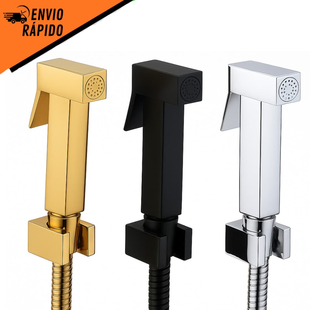 Ducha Higiênica Quadrada Metal Inox Chuveirinho Intima Banheiro Luxo Dourada Preta Cromada1289