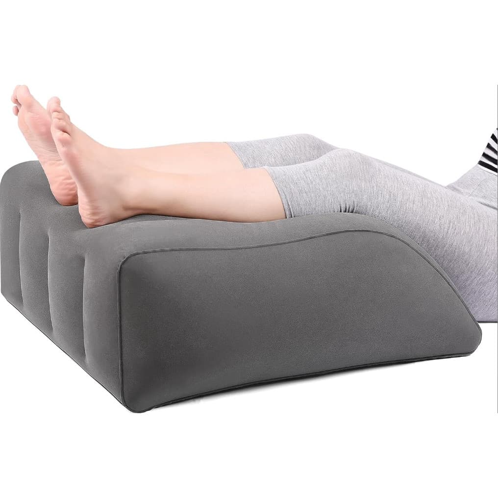 Almofada Inflável Apoio Pés Descanso Pernas Suporte Costas Portátil Viagem Travesseiro Ergonômico cinza