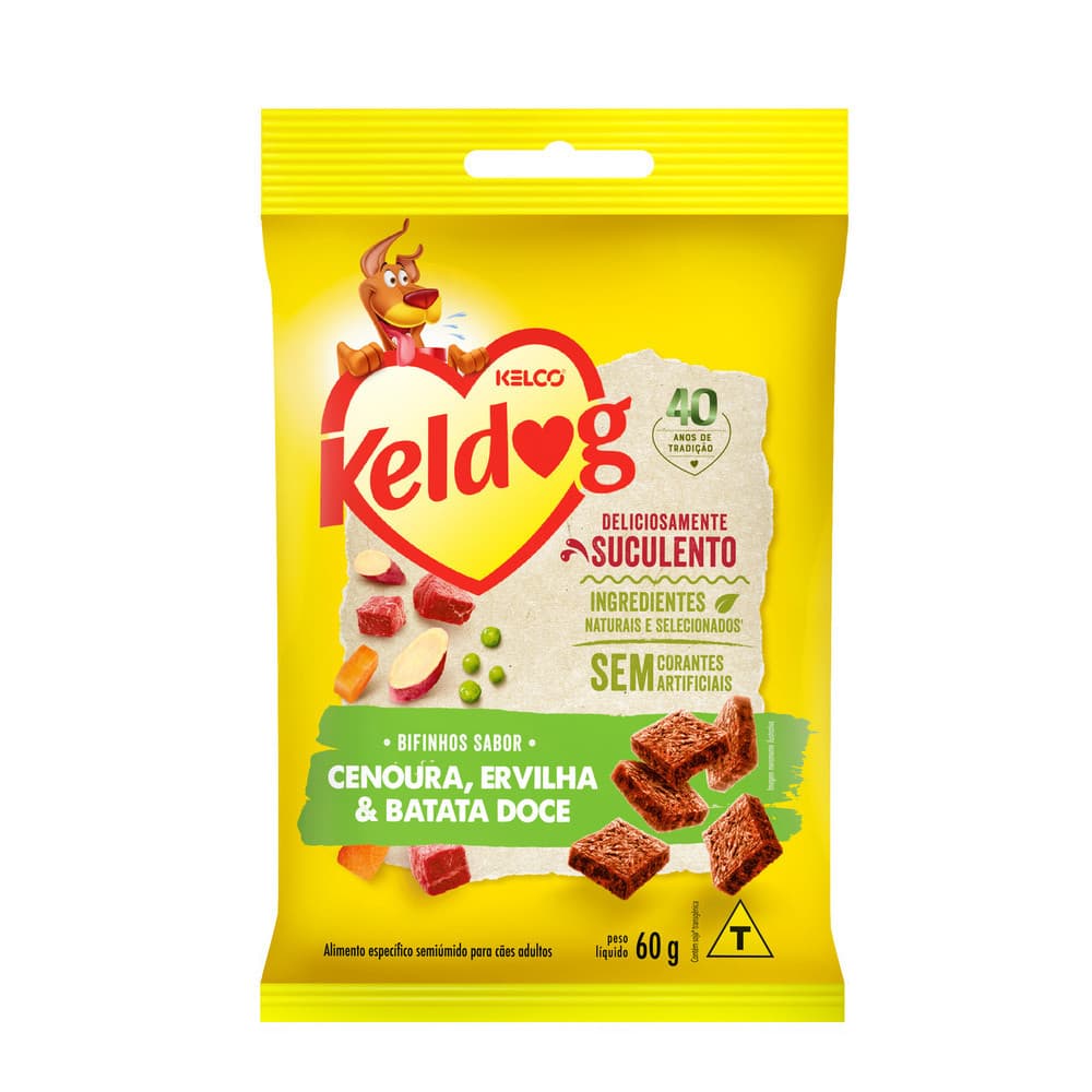 Petisco para cães Keldog bifinhos sabor cenoura, ervilha e batata doce 60g